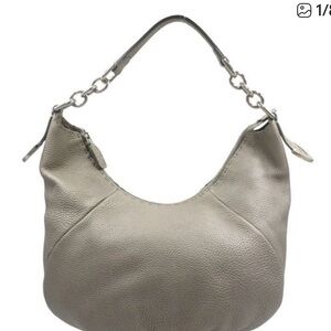 💯 Authentic FENDI SELLERIA Silver Grey Leather Hobo Bag with Silver Hardware.